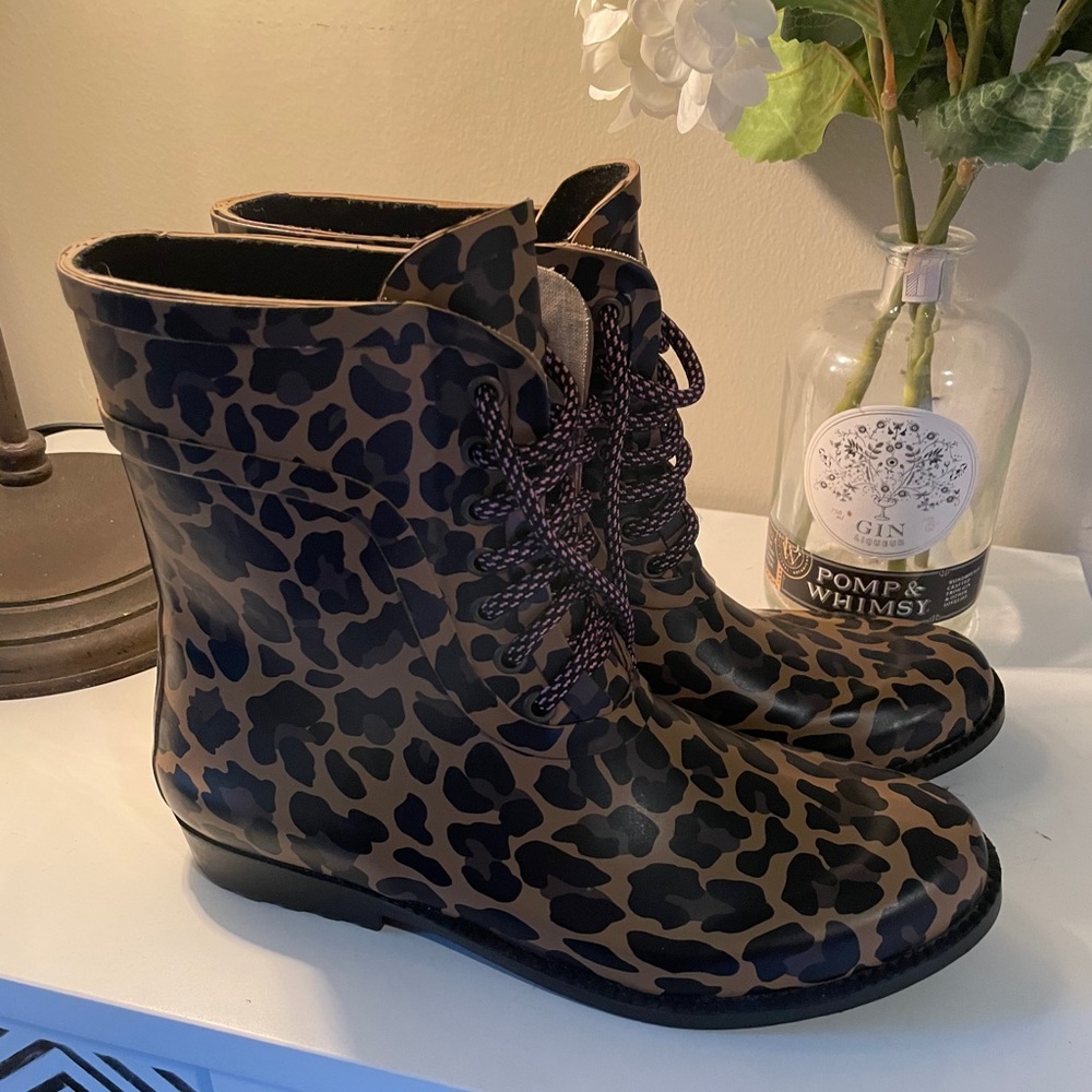 J. Crew Leopard Rain Boots